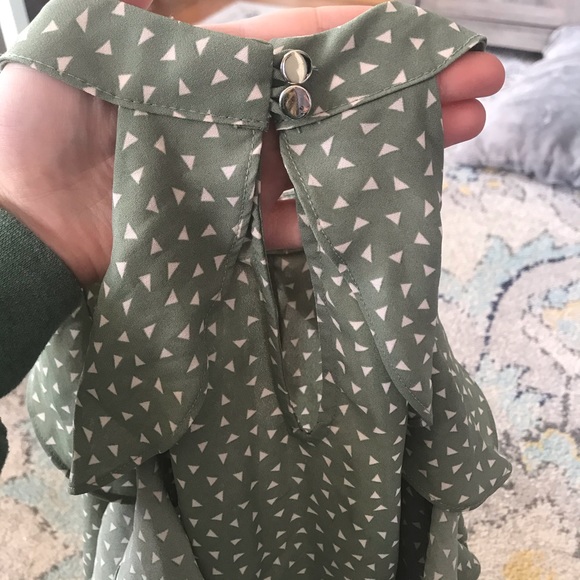 2/$10 Sage Green High Neck Sleeveless Blouse - Picture 3 of 3